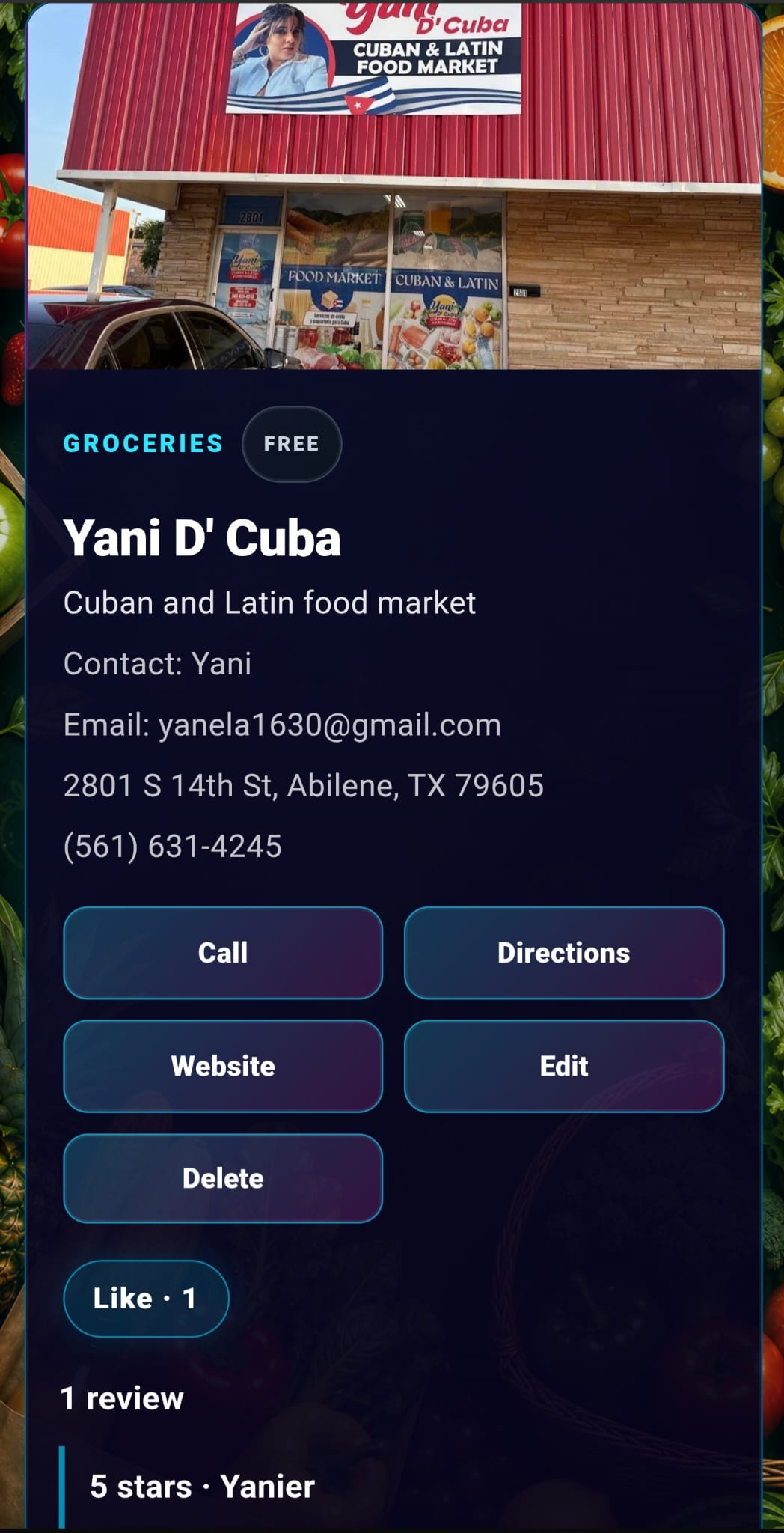 Groceries screen preview
