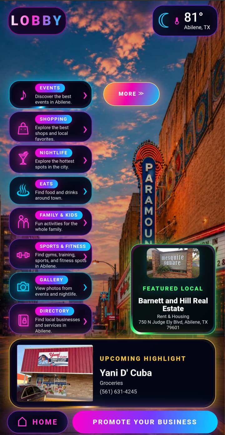 Lobby screen preview