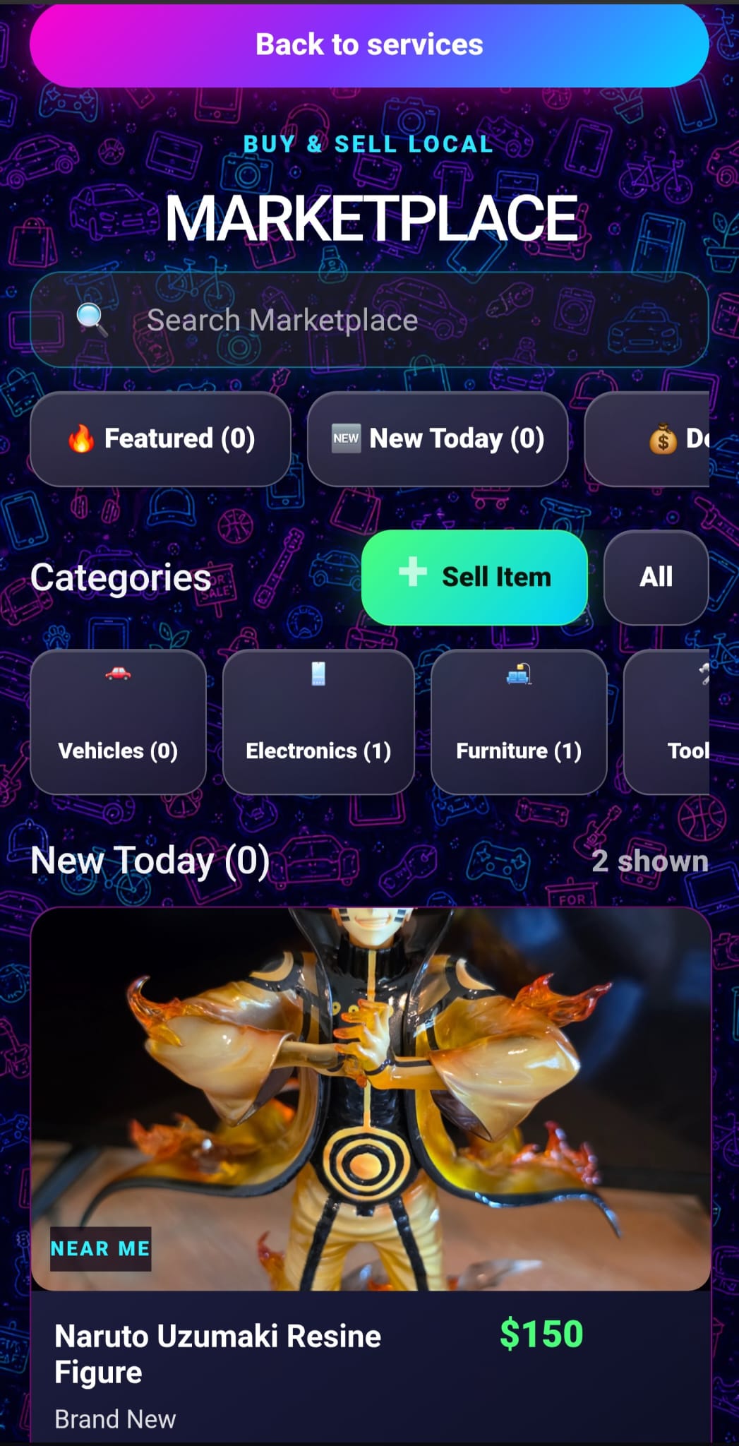Marketplace screen preview